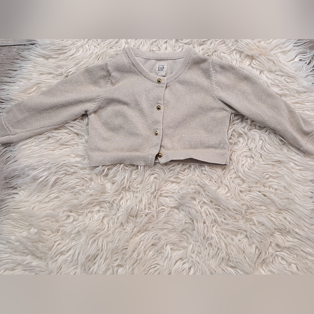 EUC Baby Gap Cream/Gold Cardigan with Gold Buttons